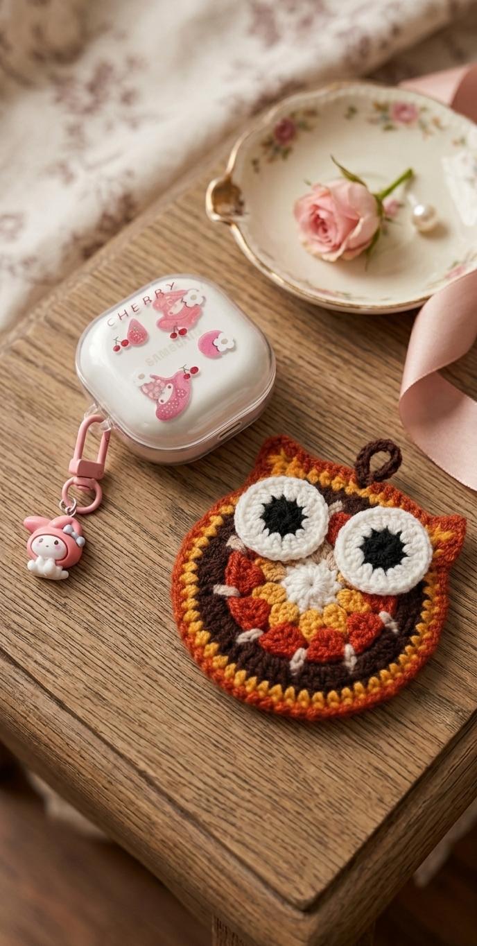 El Yapımı Baykuş Kulaklık Kılıfı 