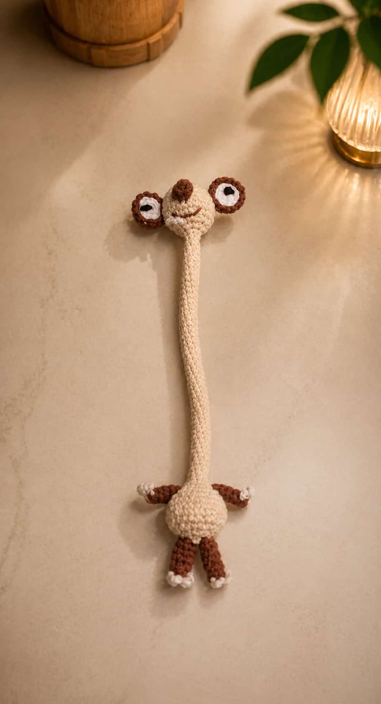 El Örgüsü Tembel Hayvan Amigurumi Çanta Süsü