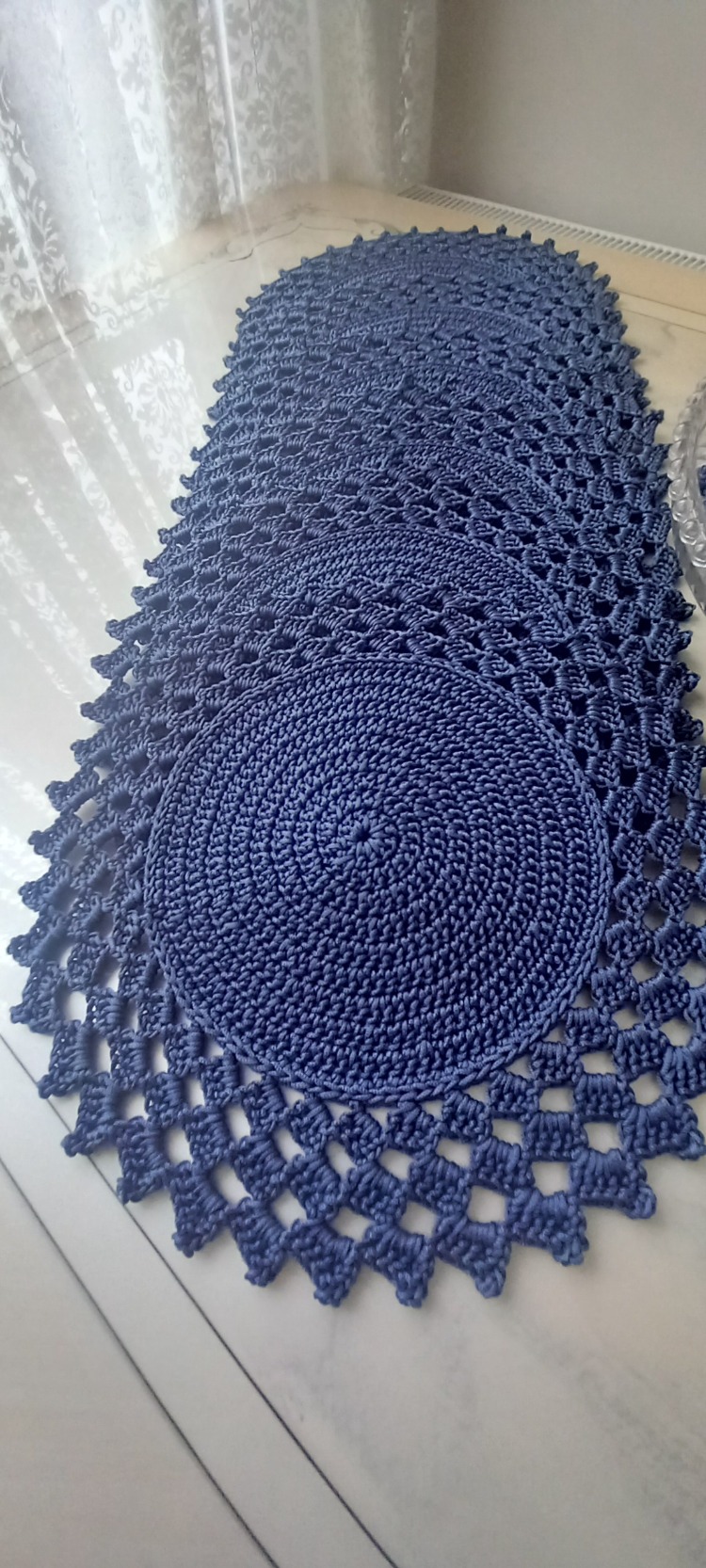 Lacivert Polyester Makrome Supla Takımı
