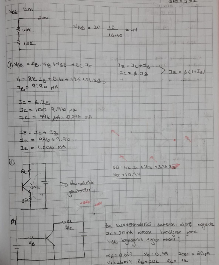 ELEKTRONİK 1 DERS NOTU ( EL YAZMASI )
