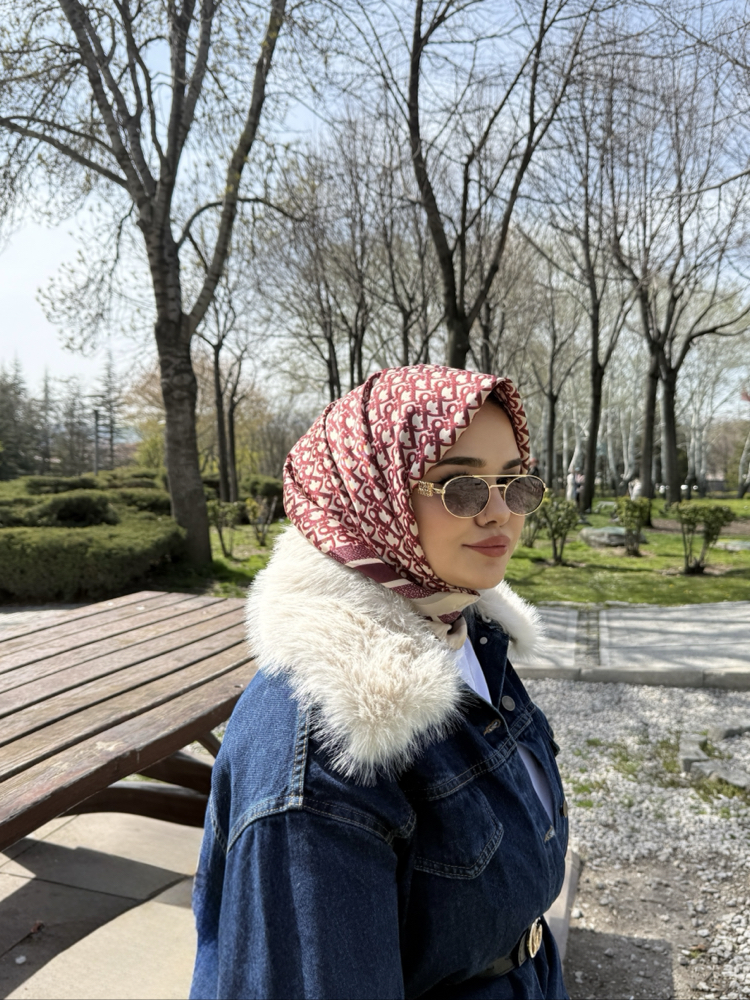 İthal Twill İpek Eşarp Bordo