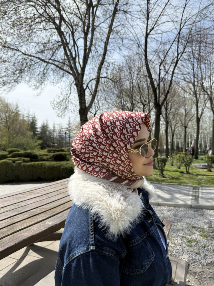 İthal Twill İpek Eşarp Bordo