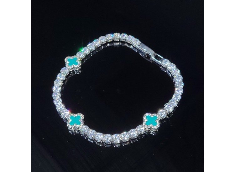 Iced Out Clover Tennis Bracelet