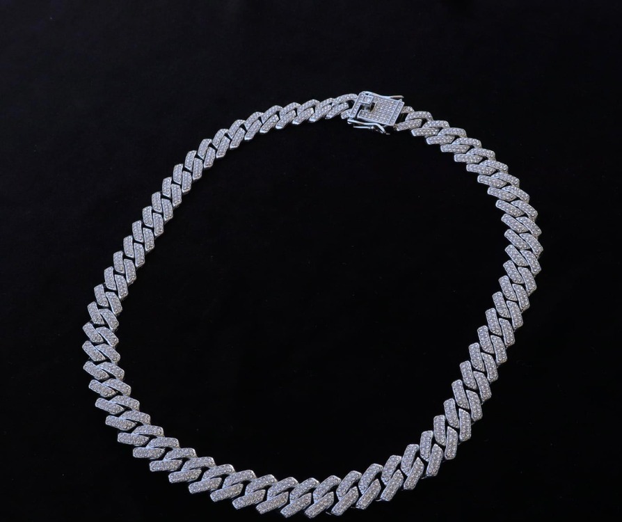 14mm Full Filled Silver Prong Chain