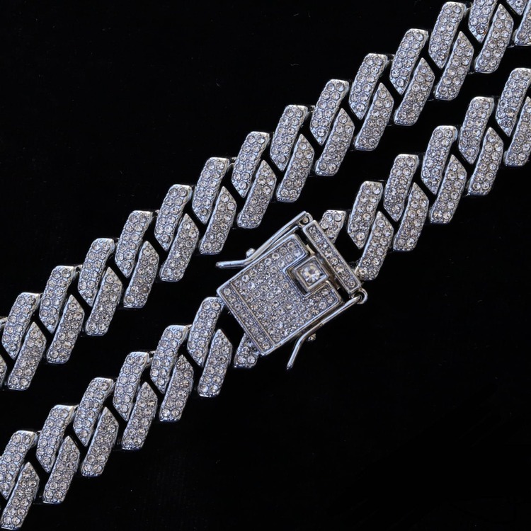 14mm Full Filled Silver Prong Chain