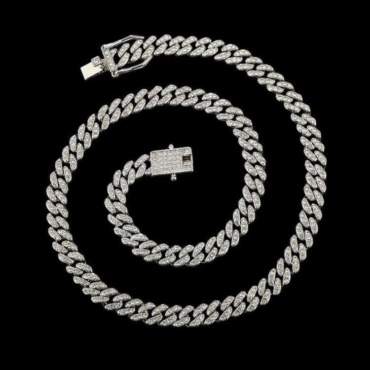 8mm Silver & Gold Cuban Chain