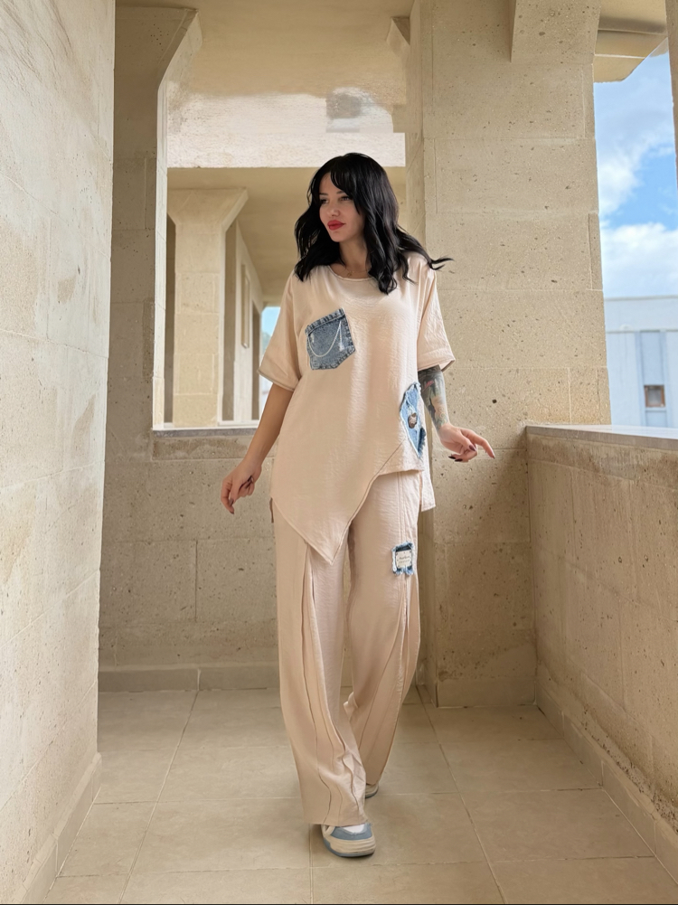 Denim Detay Tasarım Takım (BEJ)