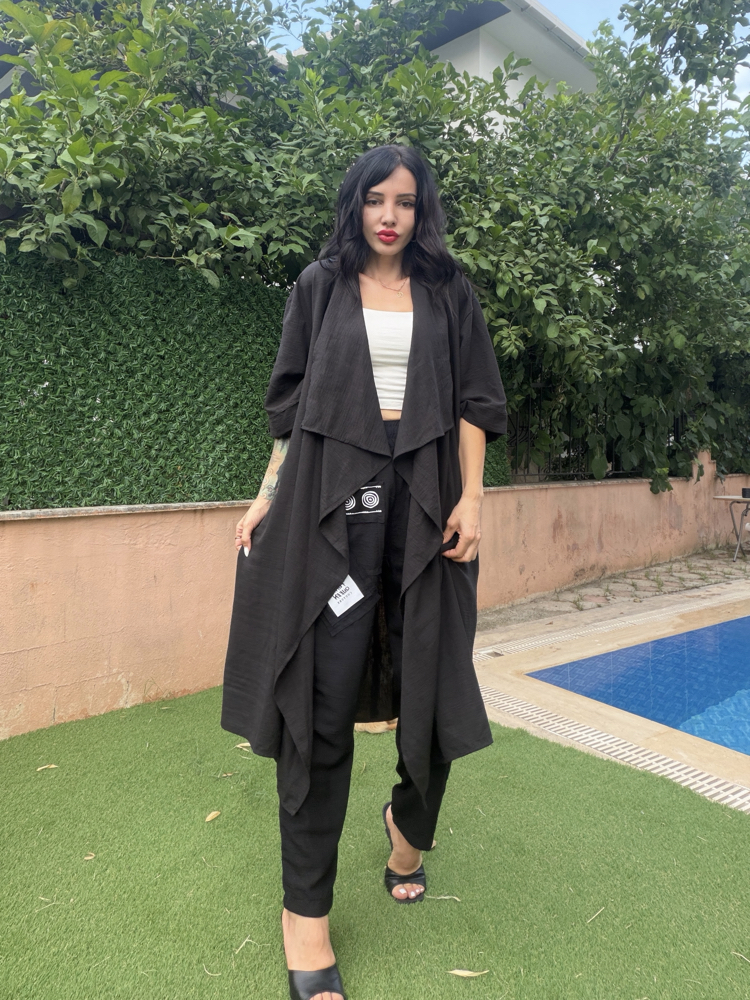 Tasarım Kimono & Pantolon Takım Bej