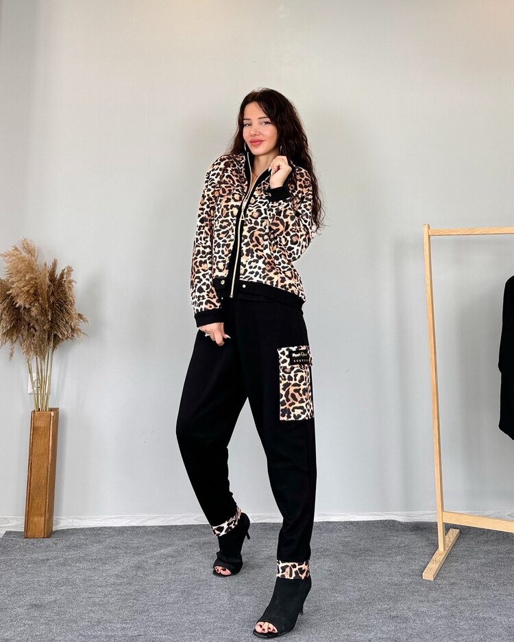 Leopar Desen Alt Üst Takım