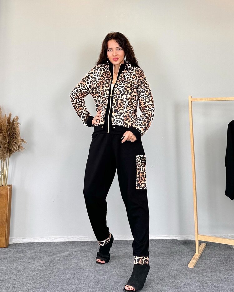 Leopar Desen Alt Üst Takım