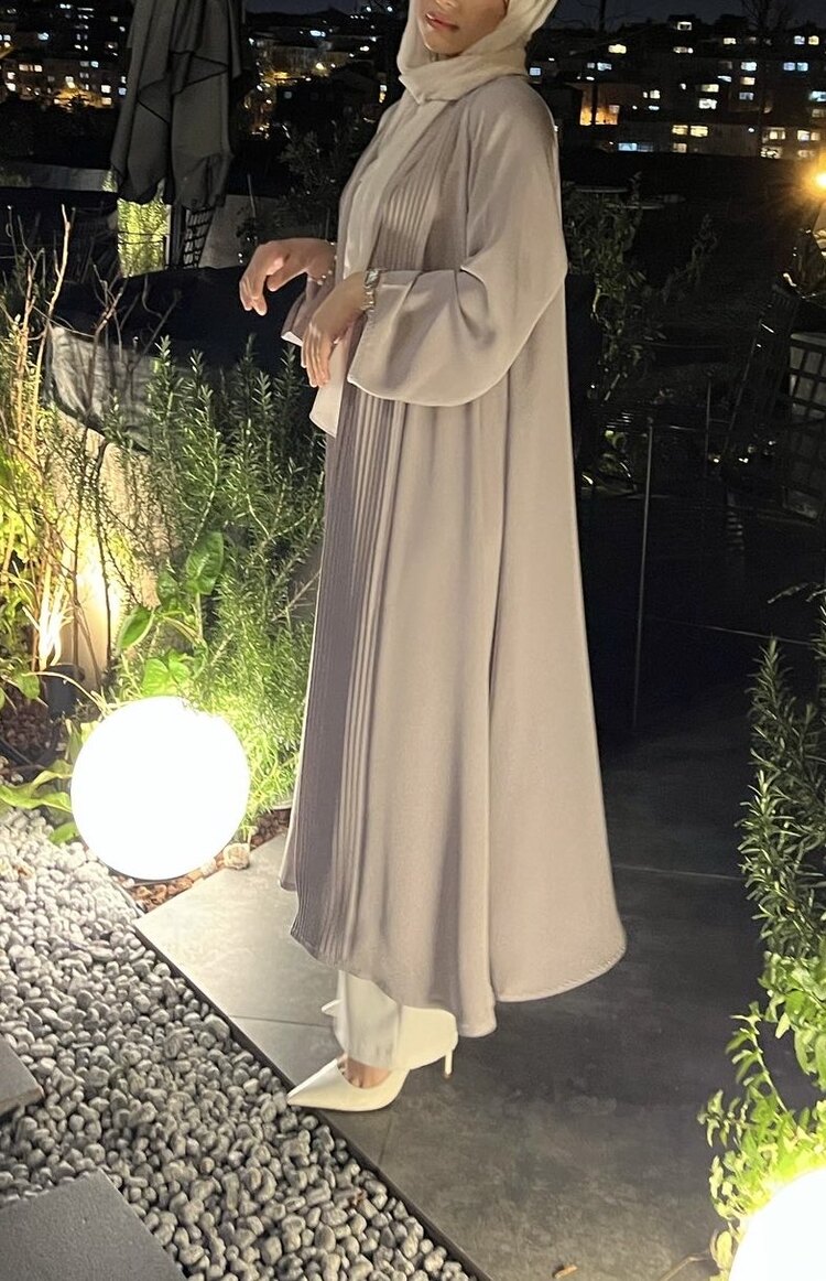 Şal Yaka Gri Abaya