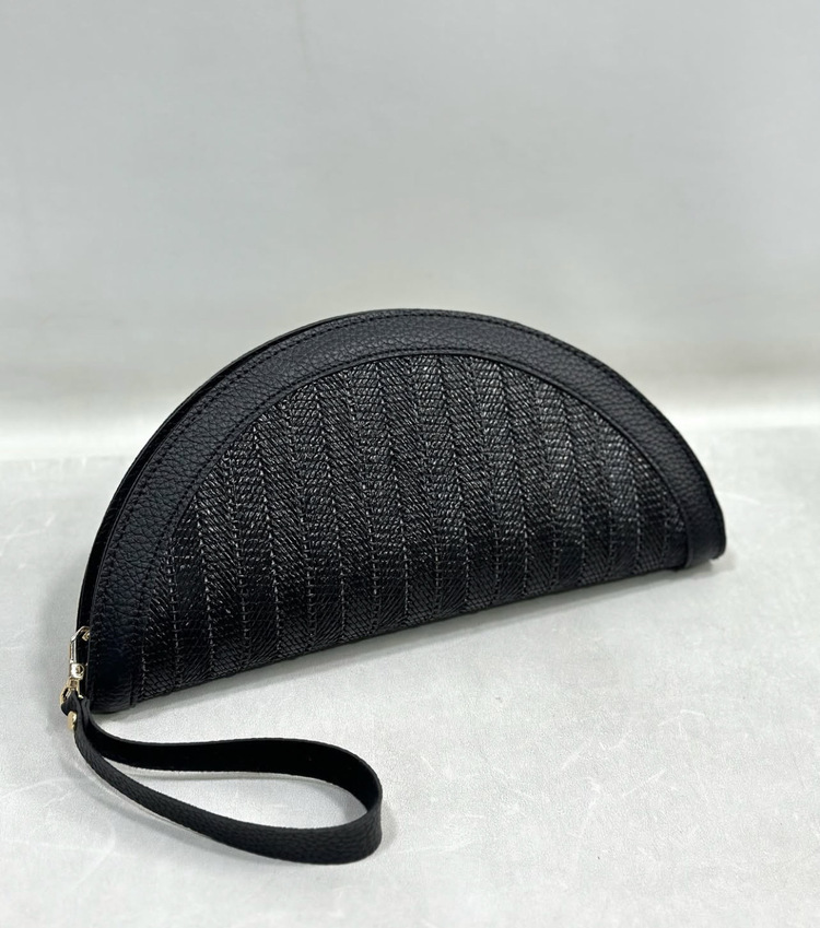 Oval Hasır Çanta Black