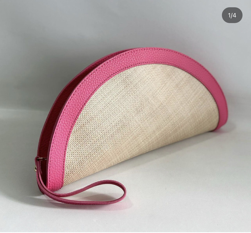 Oval Hasır Çanta Pembe
