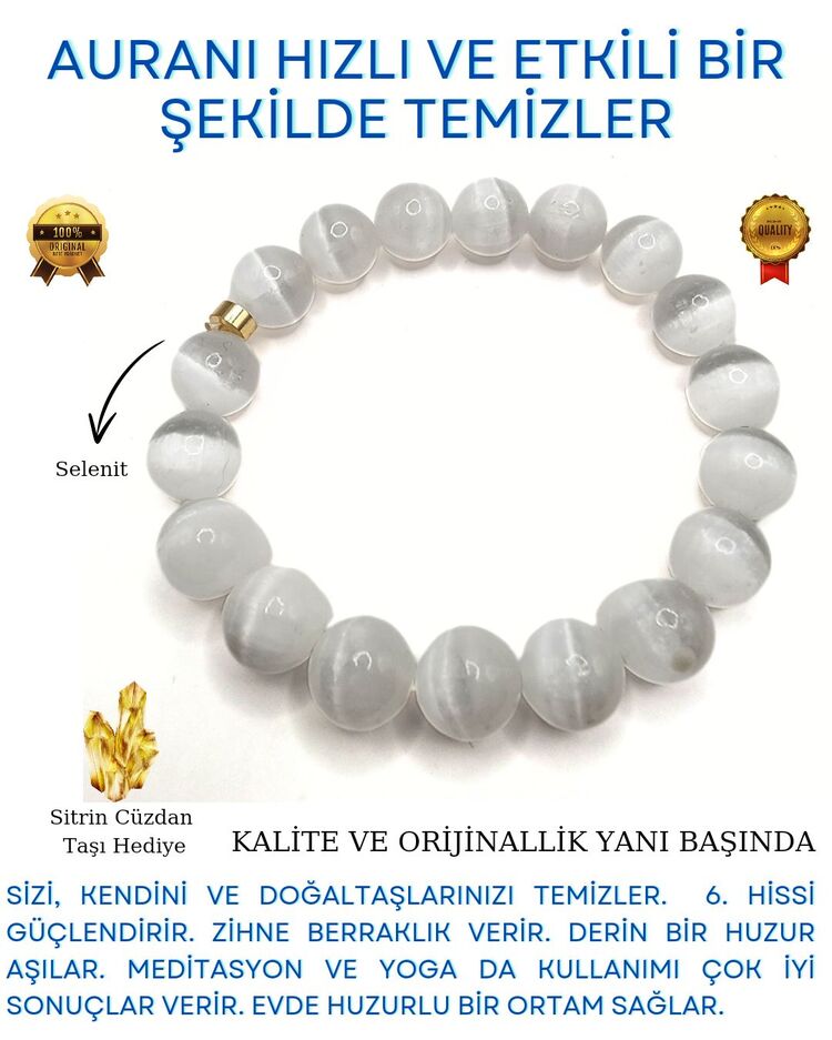 Selenit Taşı Doğal Taş Bileklik