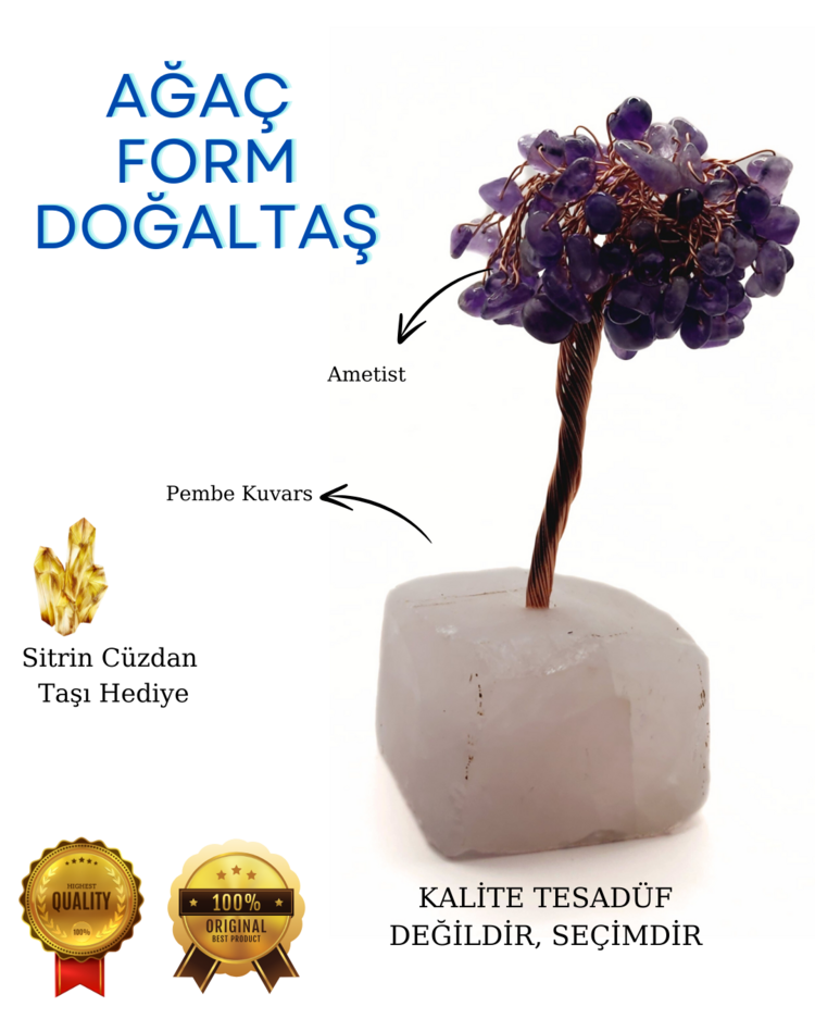 AĞAÇ FORM DOĞALTAŞ - P. KUVARS - AMETİST