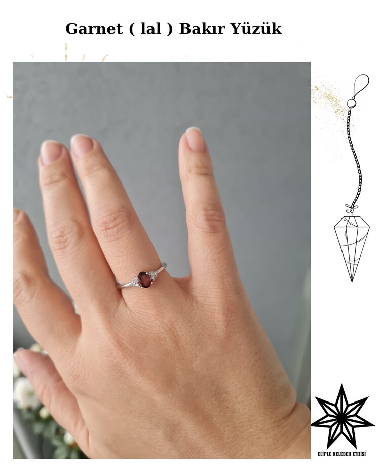 Garnet ( lal ) Bakır Yüzük