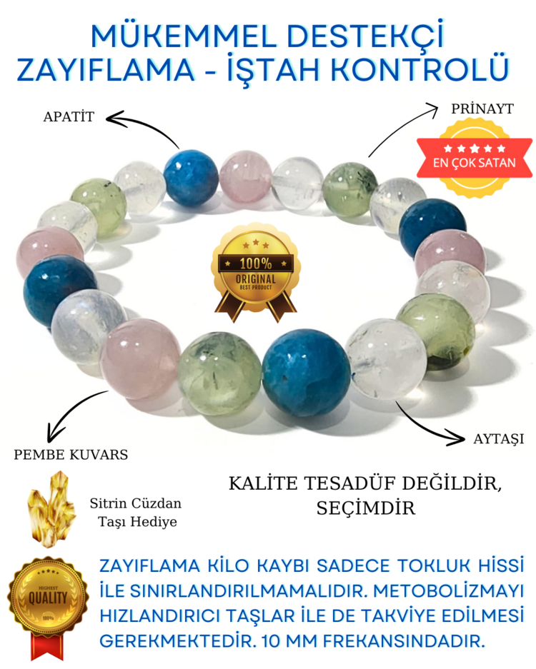 A KALİTE  Zayıflama İştah Kontrol Doğal Taş Bileklik