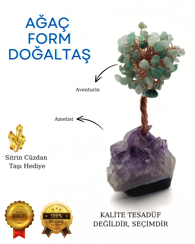 AĞAÇ FORM DOĞALTAŞ - AMETİST - AVENTURİN