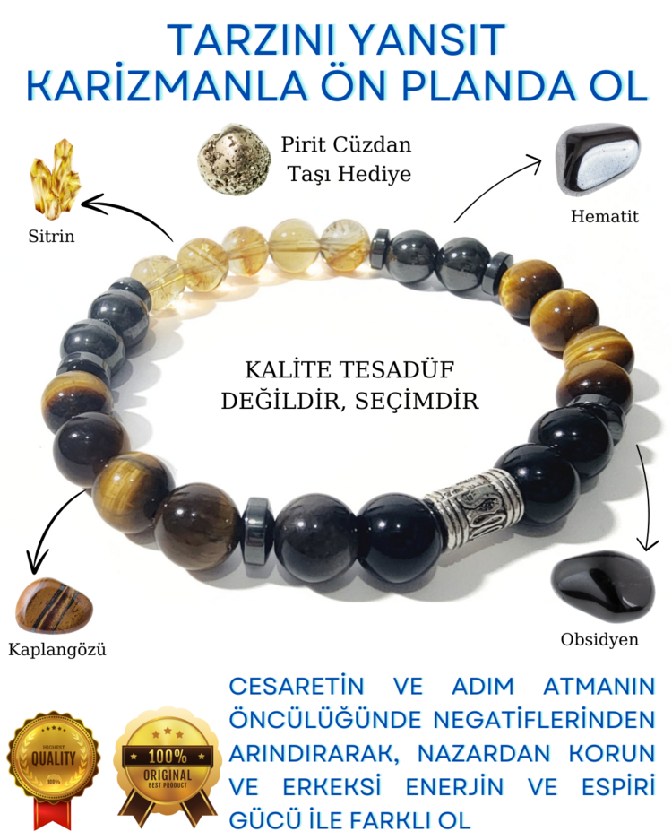 A KALİTE  Tarz - Karizma Doğal Taş Bileklik
