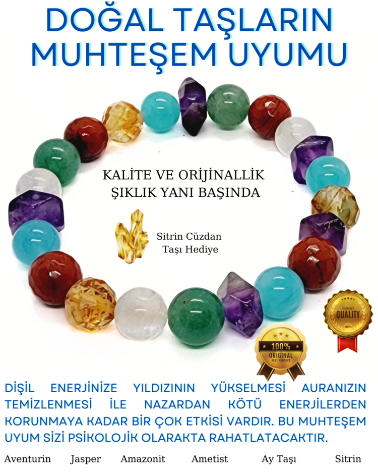 A KALİTE DOĞAL TAŞ UYUM BİLEKLİK