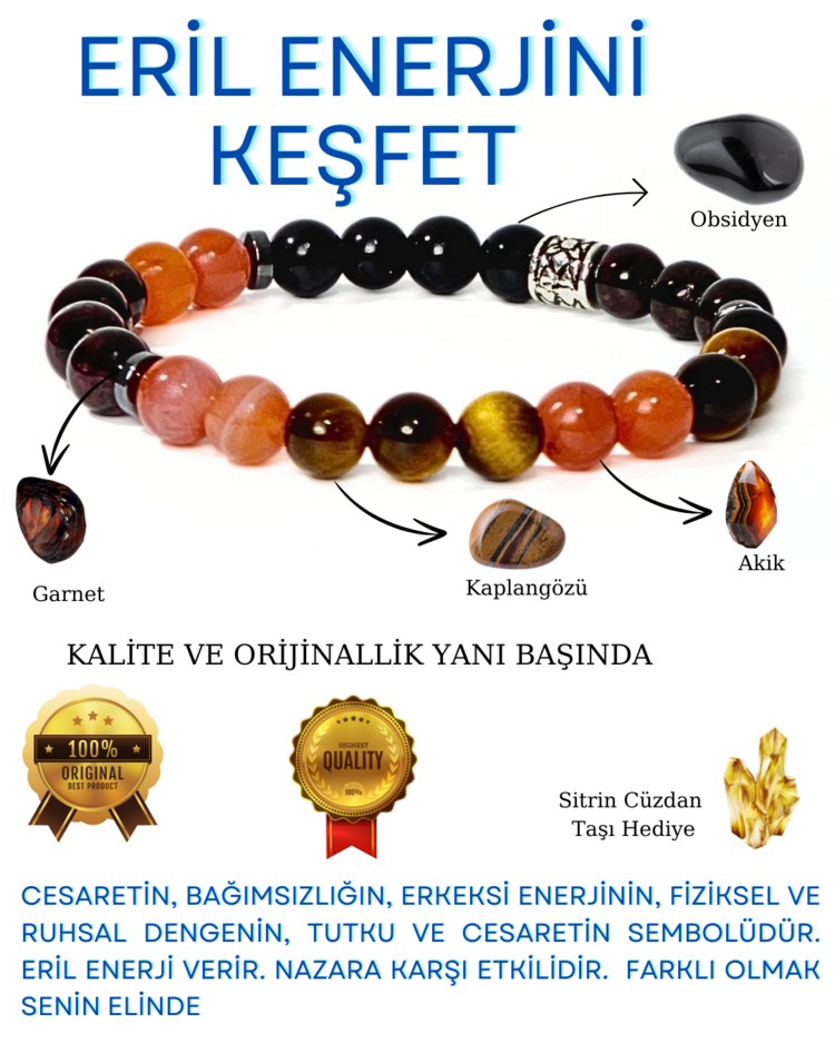 A KALİTE ERİL ENERJİ DOĞAL TAŞ BİLEKLİK