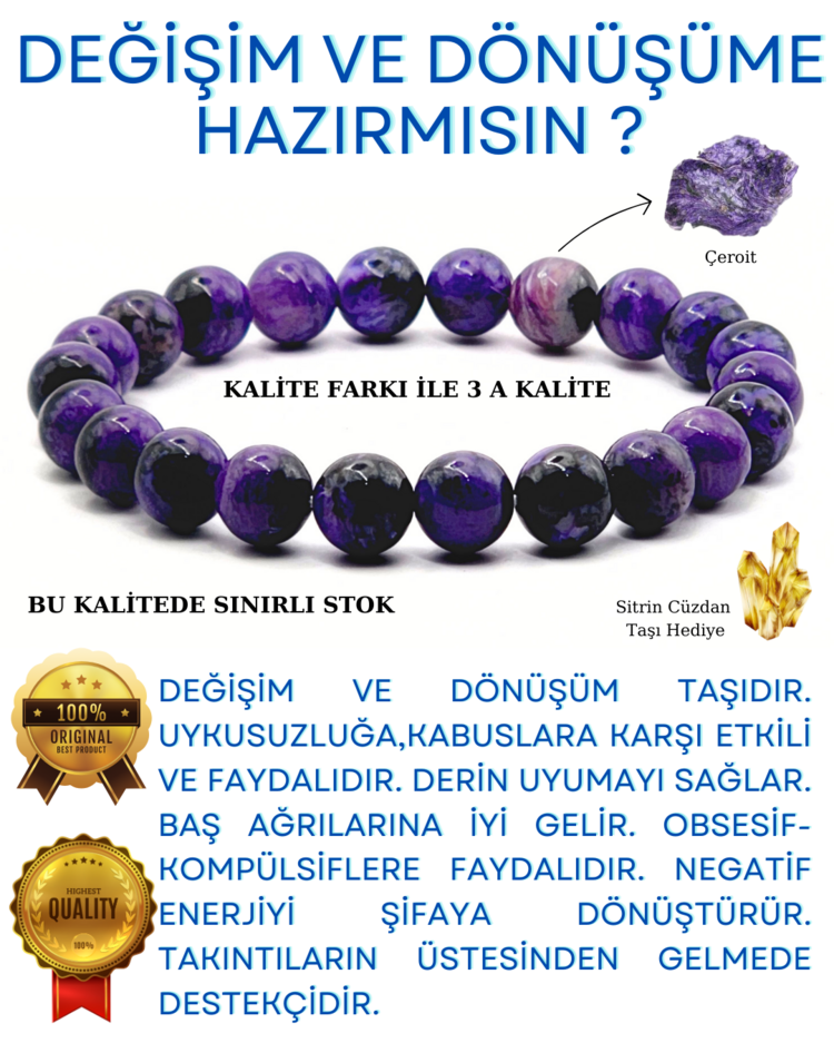 A KALİTE  ÇEROİT DOĞAL TAŞ BİLEKLİK