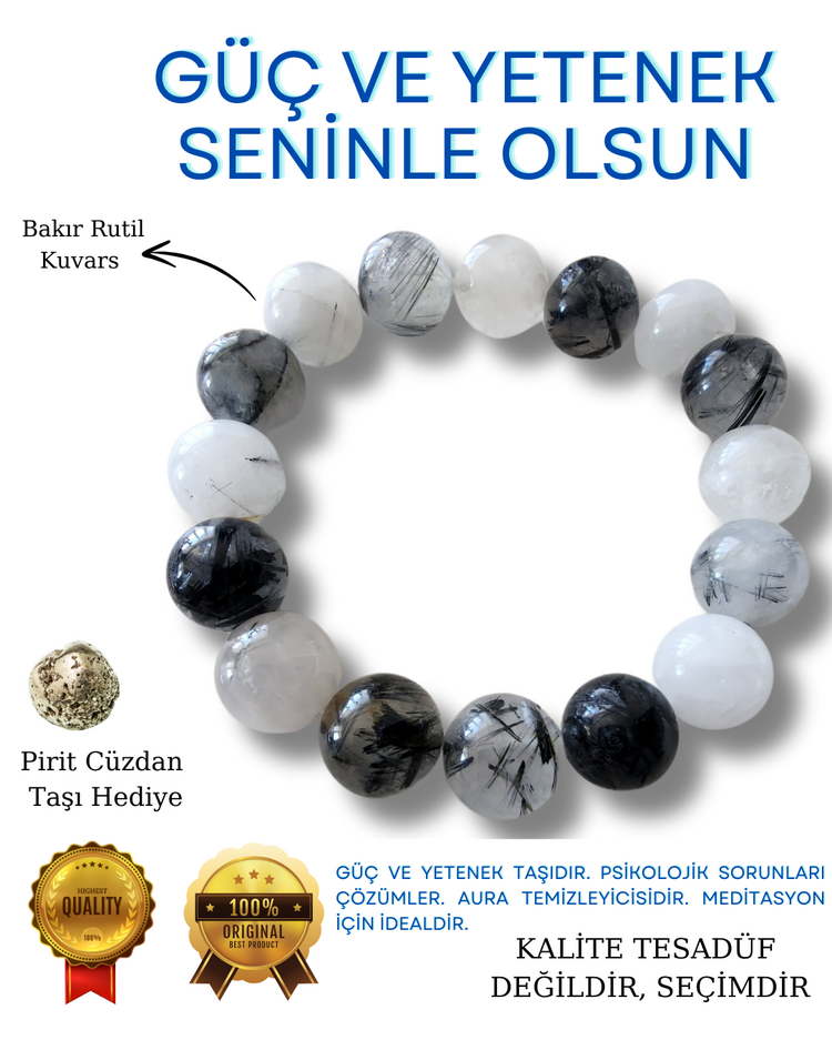 RUTİL KUVARS DOĞAL TAŞ BİLEKLİK
