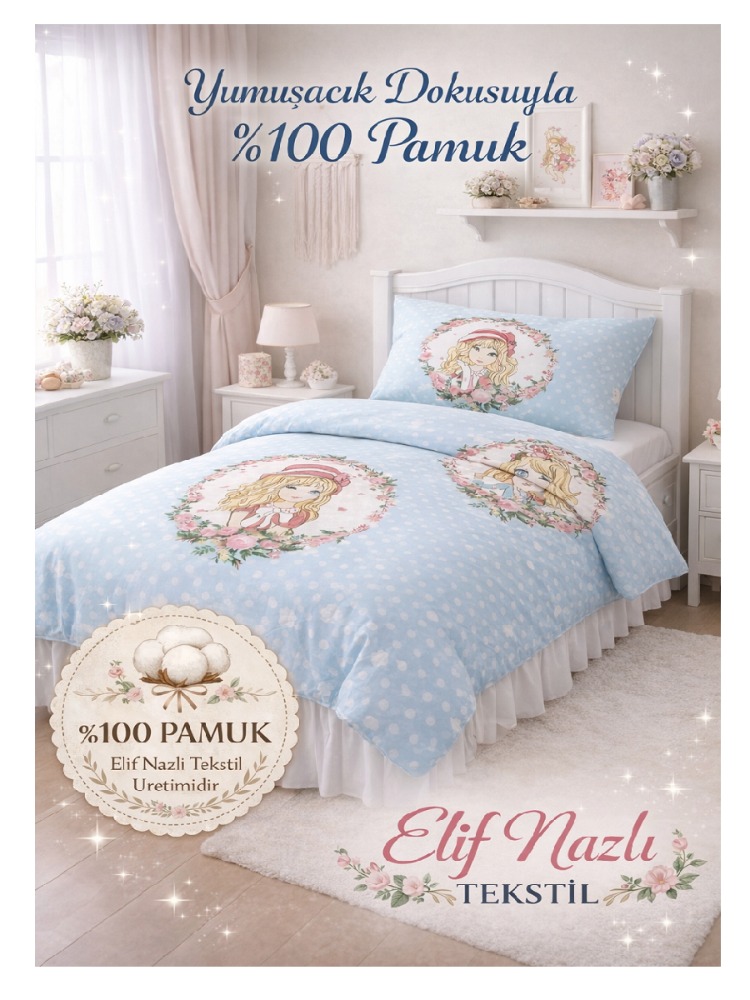 Tek kişilik Nevresim Takımı- %100 Pamuk