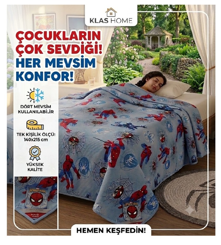 Çok Amaçlı Kapitone Pike-Tek Kişilik -Örümcek adam