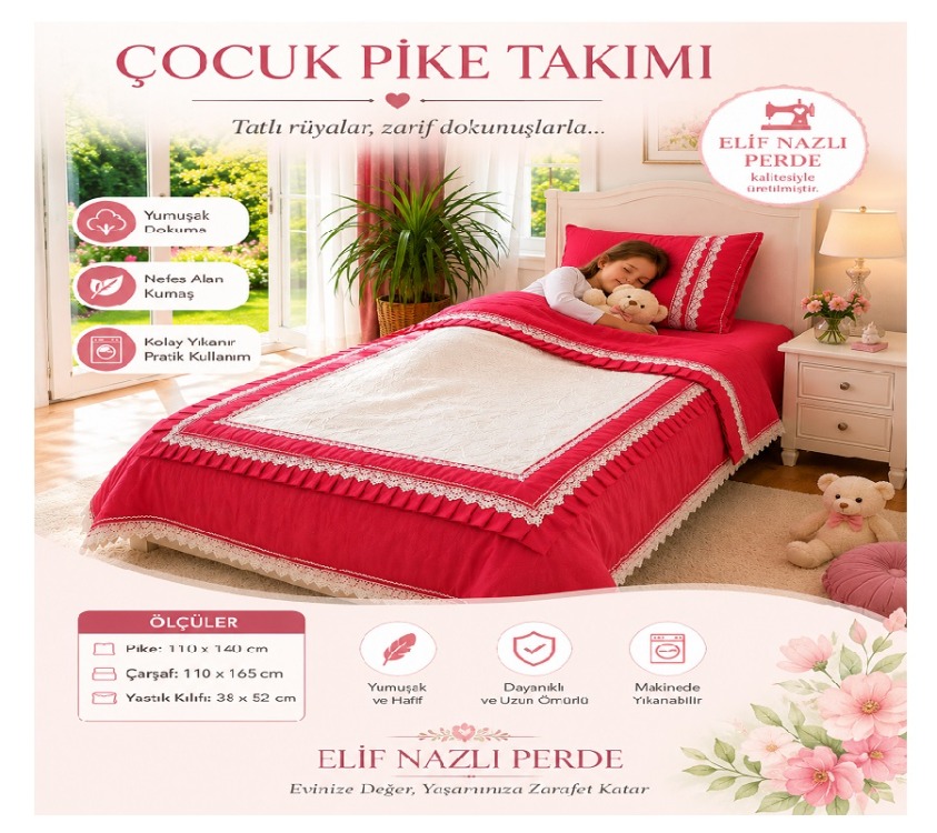 Tek Kişilik Pike Takımı- Çocuklar için-Özel Üretim