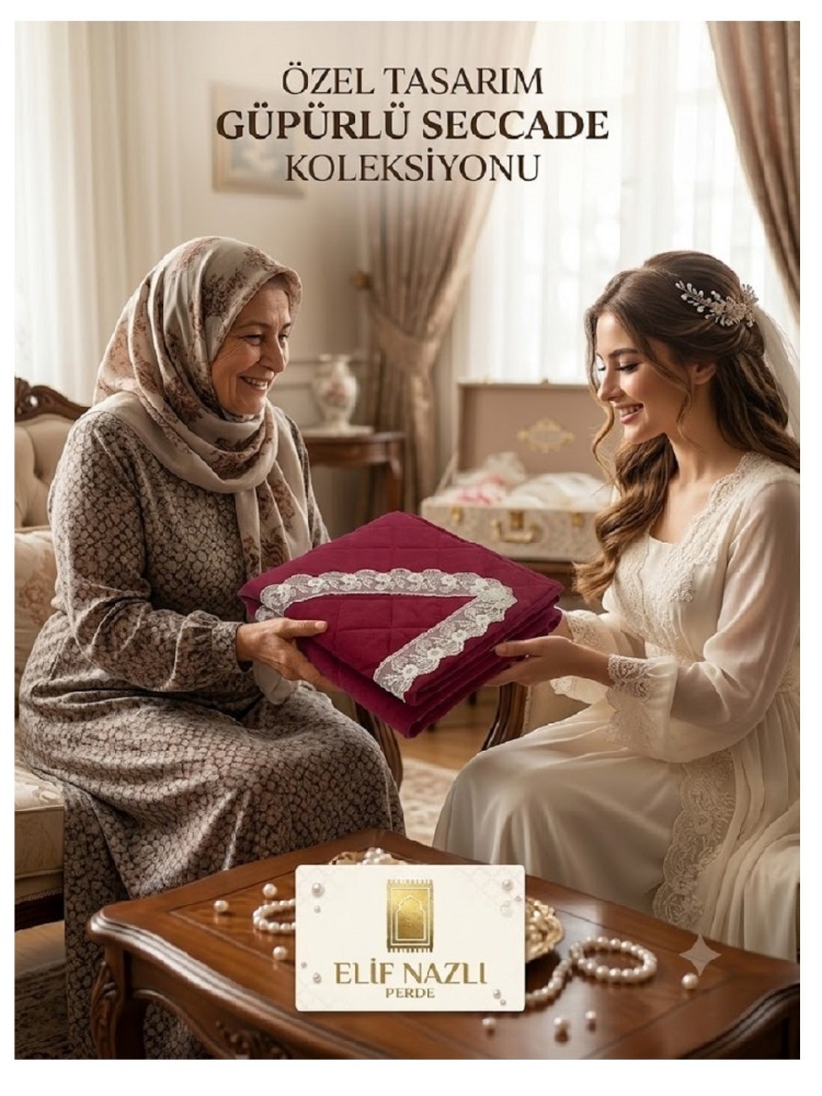 EL EMEĞİ GÜPÜRLÜ SECCADE – Zarafet ve Konfor Bir Arada-Bordo