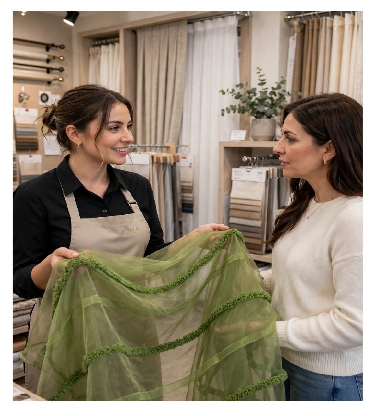 TAÇ COLLECTION - KINA YEŞİLİ ORGANZE PELUŞ ŞERİTLİ TÜL