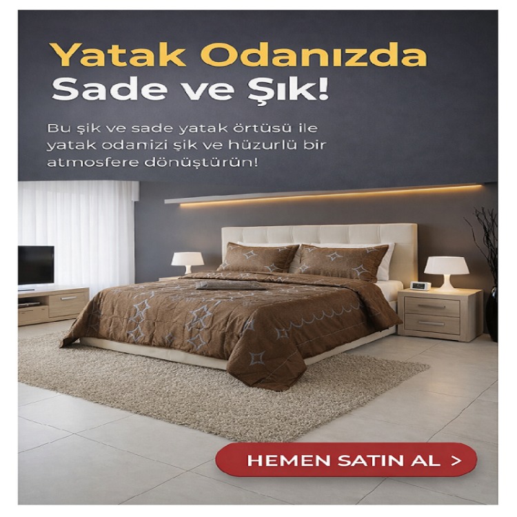 ÇİFT KİŞİLİK SATEN YATAK ÖRTÜSÜ-KOYU KAHVERENGİ