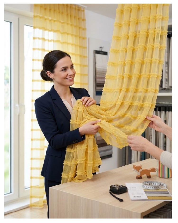 TAÇ COLLECTION -SARI RENKLİ ORGANİZE PELUŞ ŞERİTLİ TÜL