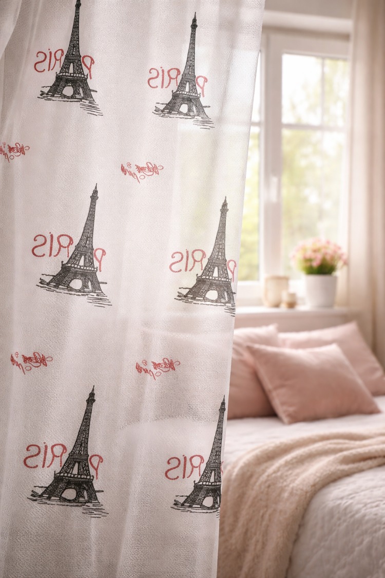 Taç Tül Perde-Paris Motifli