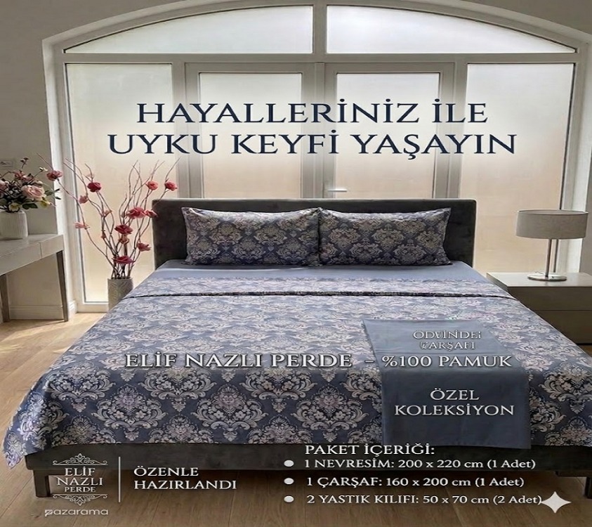 %100 Pamuk Çift Kişilik Nevresim Takımı
