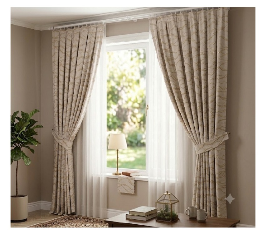TAÇ JAKAR SATEN  FON PERDE-1/3 (sık) PİLE -EN: 100 cm-BOY: 250 cm 