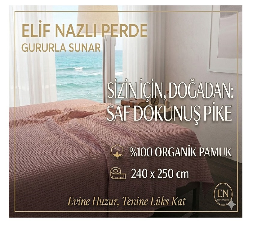 Çift Kişilik Pike - %100 Organik Pamuk -Pudra