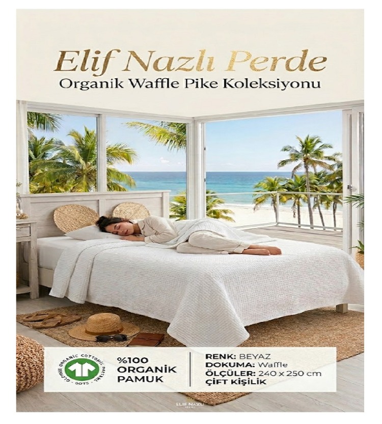 Çift Kişilik Pike - %100 Organik Pamuk -Beyaz
