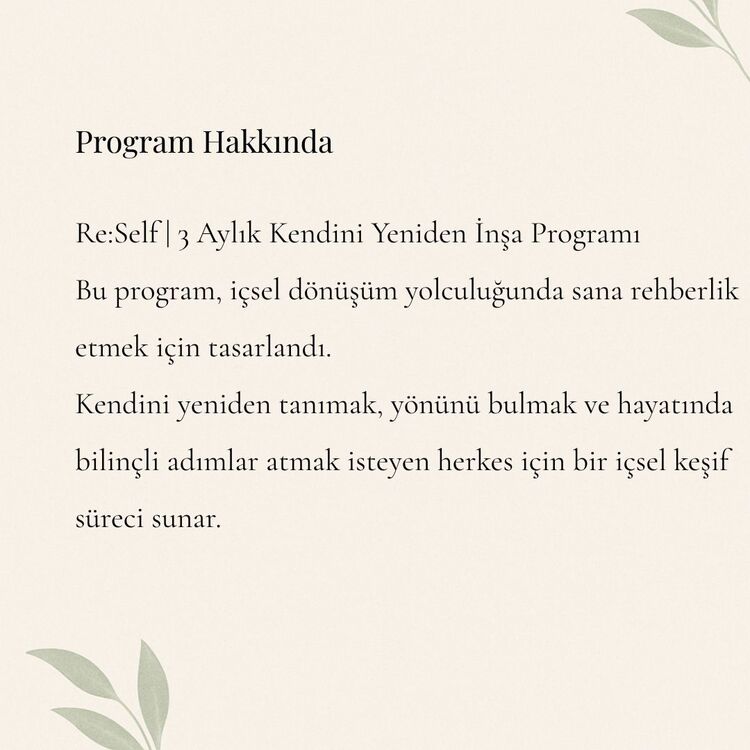 Re:Self | 3 Aylık Kendini Yeniden İnşa Programı