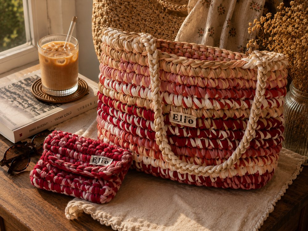 Flora Plaj Çantası ve Mini Cüzdan (Summer Collection)