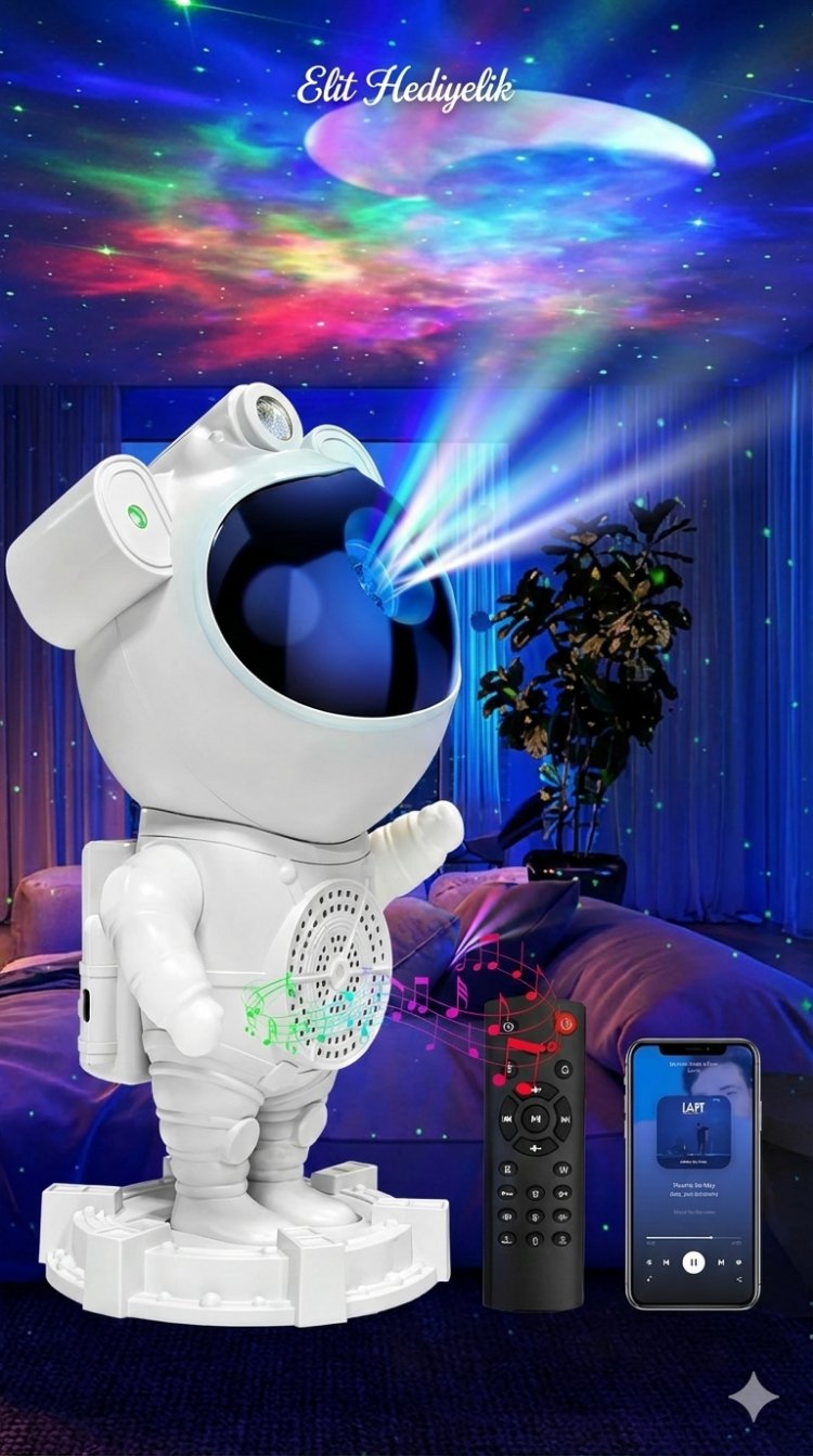 Astronot Gece Lambası Bluetooth ve Ay Yansıtmalı