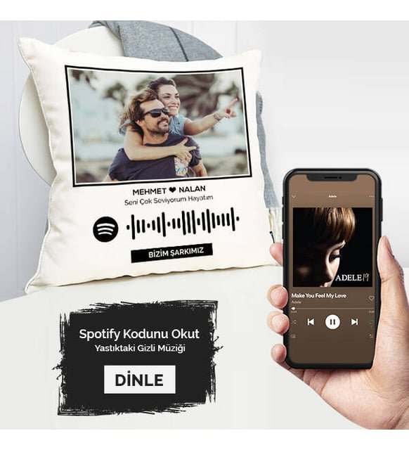 Spotify Resimli Şarkılı Yastık