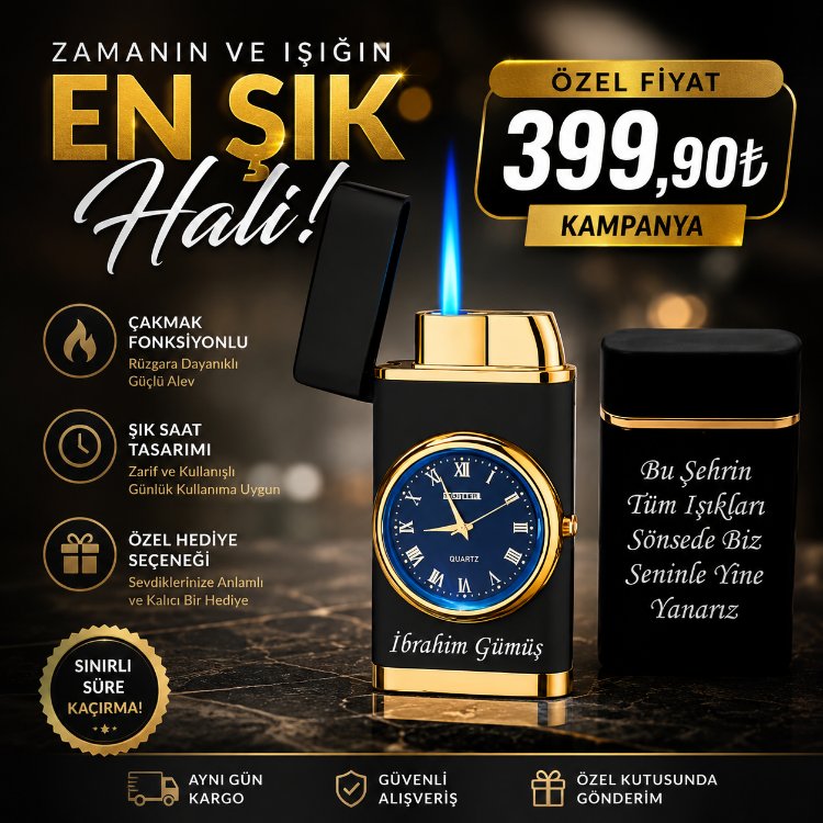Saatli Çakmak İsim Baskılı
