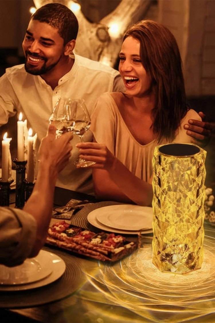 Kristal Gül Görünümlü Gece Lambası