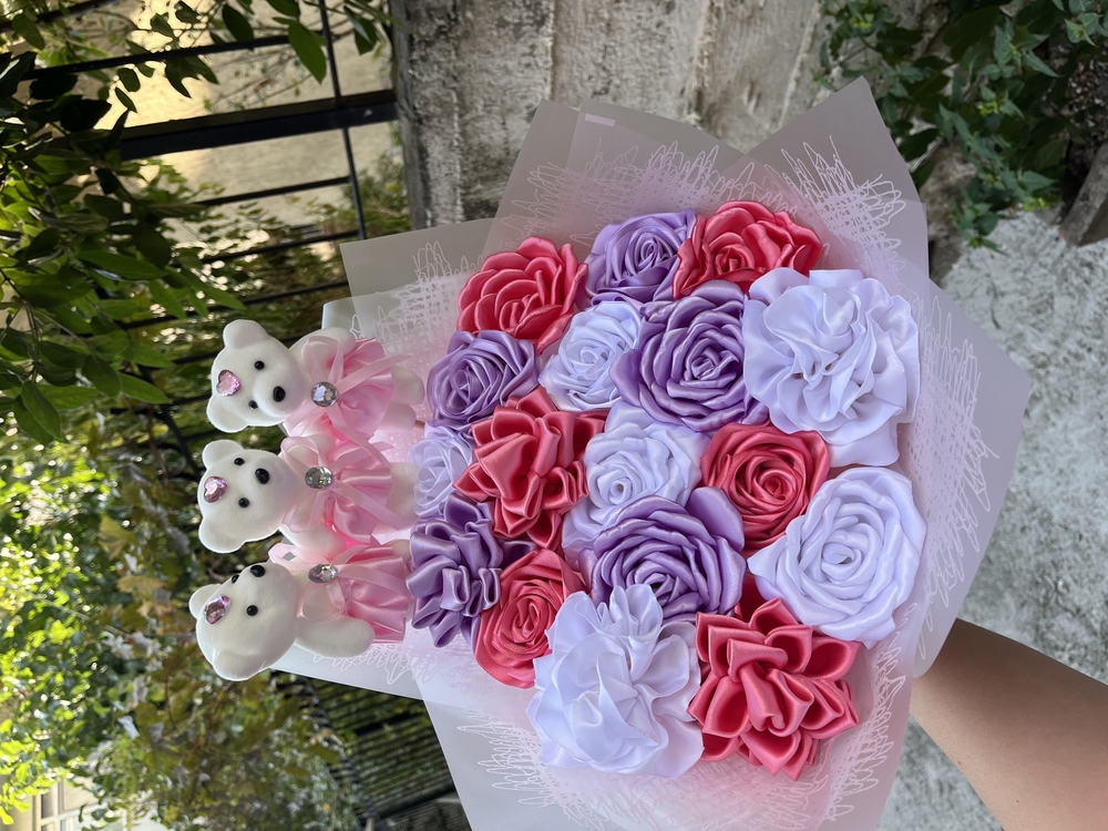 saten ayıcıklı buket