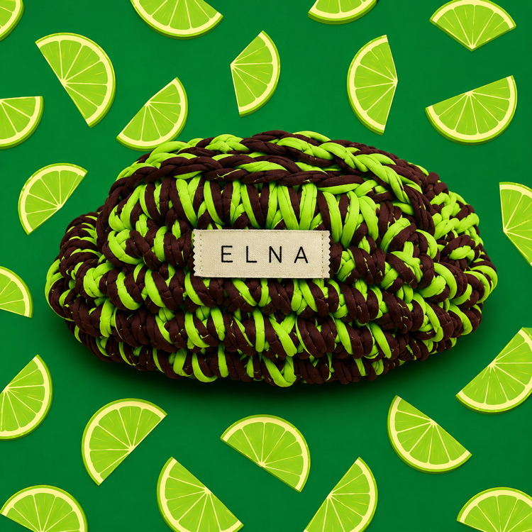 Puffy Pouch Lime Brown
