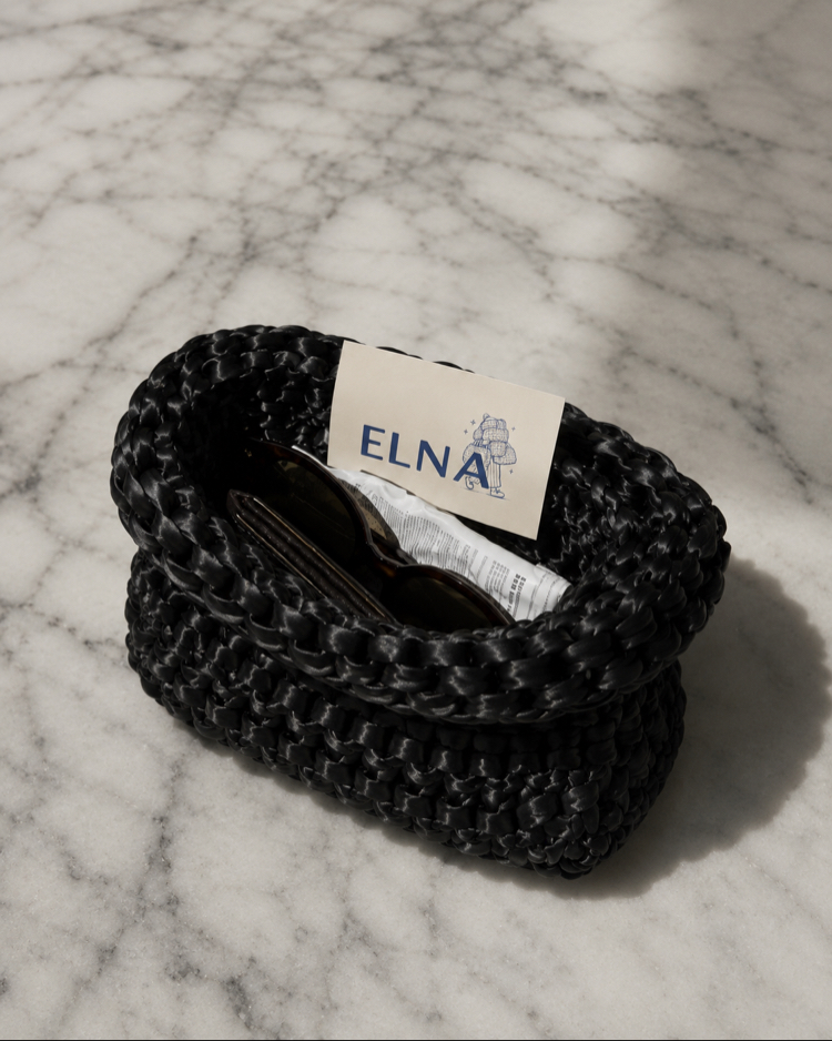 Elna Noir Satin Clutch