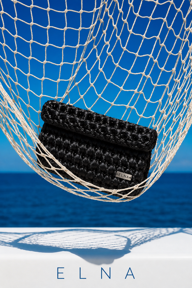 Elna Noir Satin Clutch