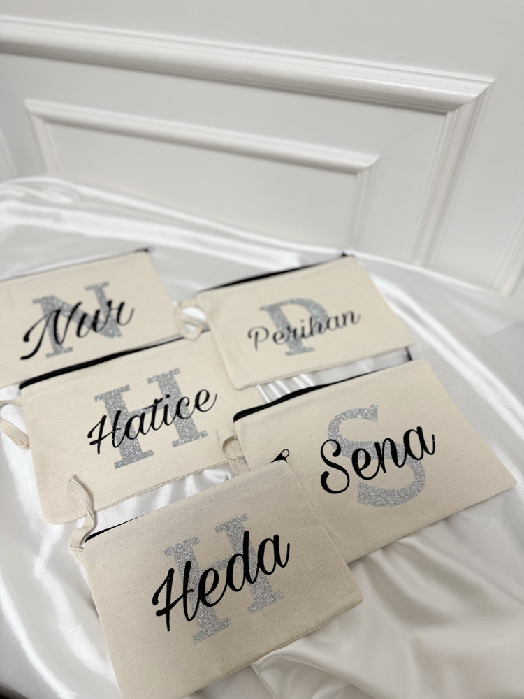 Clutch Çanta Gümüş %100 pamuk